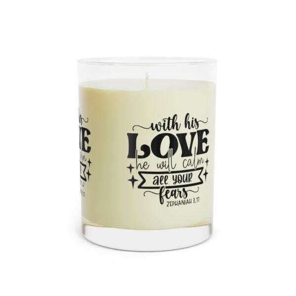 With His Love He Will Calm Your Fears  Inspirational Scripture Glass Jar Soy Wax Candle  Zephaniah 3 17 Scented Candle -Full Glass 11oz - Image 8