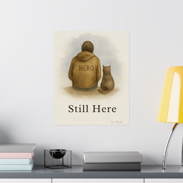 Emotional Matte Vertical Posters, Uplifting Art Prints, Inspirational Home Decor, Cat Lover Gift, Cozy Wall Art, 'Still Here' Design - Image 19