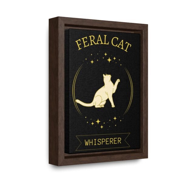 🐾 Feral Cat Whisperer Vertical Canvas Wall Art – Gold Tribute Edition | Gallery Wrap | Walnut or Black Frame - Image 2