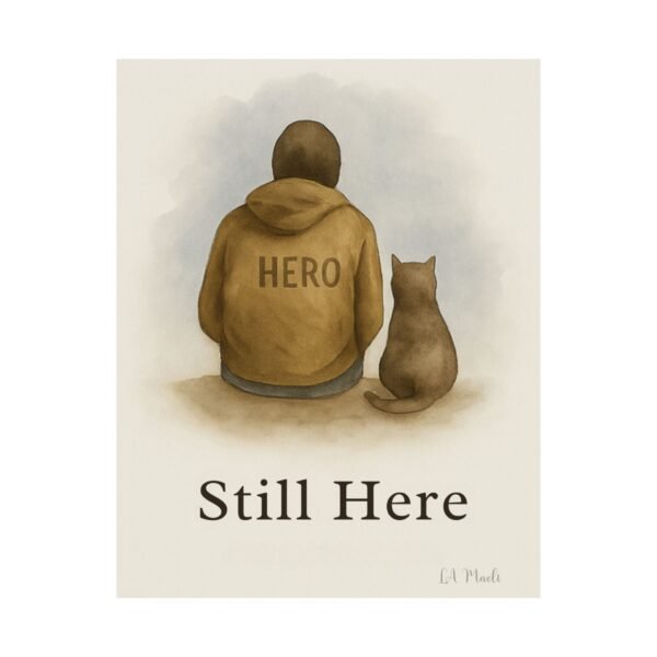 Emotional Matte Vertical Posters, Uplifting Art Prints, Inspirational Home Decor, Cat Lover Gift, Cozy Wall Art, 'Still Here' Design - Image 9