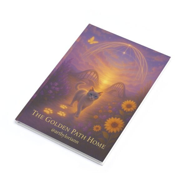 🌟 Dreamy Cat Journal – The Golden Path Home A5 Hardcover Notebook | Cat Lover Gift | Inspirational Art Journal | Cute Cat Stationery - Image 4