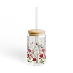 Handmade Floral Sipper Glass with Watercolor Wildflowers Delicate Drinkware for Nature Enthusiasts Sipper Glass 16oz