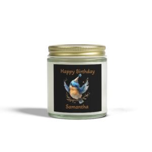 🎂 Personalized Happy Birthday Bluebird Candle – 4oz| Multiple Scents