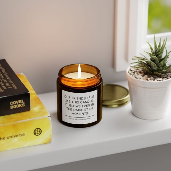 Our Friendship is Like This Candle It Glows Even in the Darkest of Moments Scented Coconut Apricot Wax Candle (4oz 9oz) - Image 95