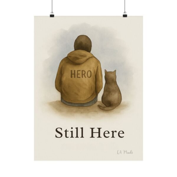 Emotional Matte Vertical Posters, Uplifting Art Prints, Inspirational Home Decor, Cat Lover Gift, Cozy Wall Art, 'Still Here' Design - Image 22