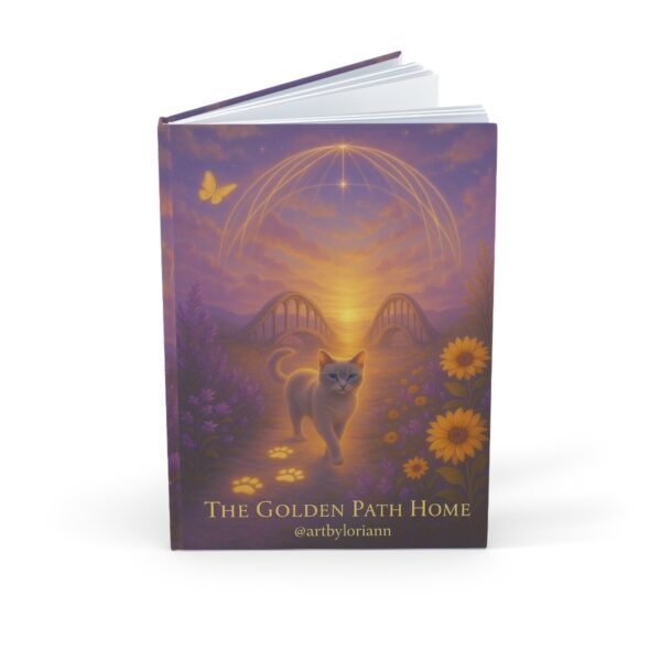 🌟 Dreamy Cat Journal – The Golden Path Home A5 Hardcover Notebook | Cat Lover Gift | Inspirational Art Journal | Cute Cat Stationery - Image 3