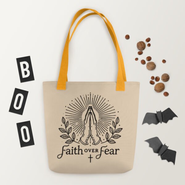 Faith Over Fear Tote Bag – Inspirational Christian Quote Design - Image 6