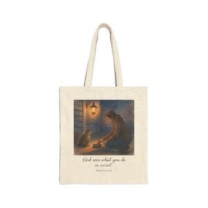 Bible Verse Canvas Tote – Cat Lover Gift, Inspirational Quote Bag, Eco-Friendly Scripture Tote