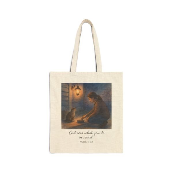 Bible Verse Canvas Tote – Cat Lover Gift, Inspirational Quote Bag, Eco-Friendly Scripture Tote