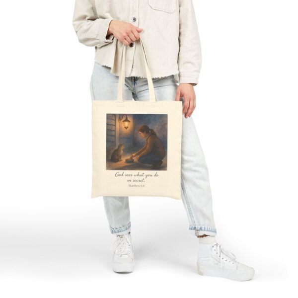Bible Verse Canvas Tote – Cat Lover Gift, Inspirational Quote Bag, Eco-Friendly Scripture Tote - Image 9