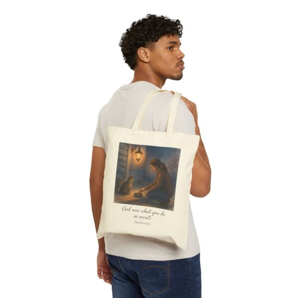 Bible Verse Canvas Tote – Cat Lover Gift, Inspirational Quote Bag, Eco-Friendly Scripture Tote - Image 3