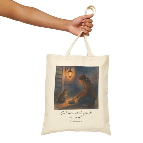 Bible Verse Canvas Tote – Cat Lover Gift, Inspirational Quote Bag, Eco-Friendly Scripture Tote - Image 11
