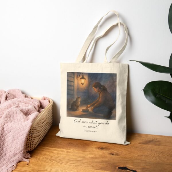 Bible Verse Canvas Tote – Cat Lover Gift, Inspirational Quote Bag, Eco-Friendly Scripture Tote - Image 13