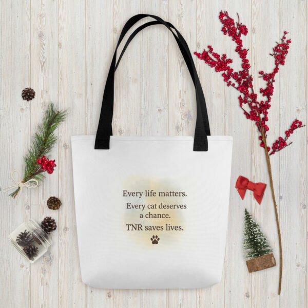 TNR Awareness Tote Bag  Loving Paws Inc. Watercolor Cat Design - Image 6