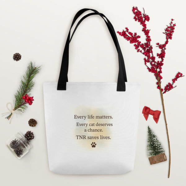 TNR Awareness Tote Bag  Loving Paws Inc. Watercolor Cat Design - Image 7