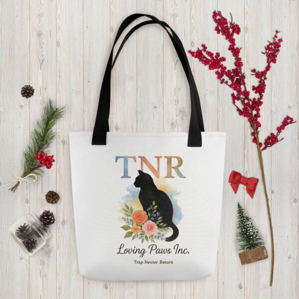 TNR Awareness Tote Bag  Loving Paws Inc. Watercolor Cat Design - Image 5