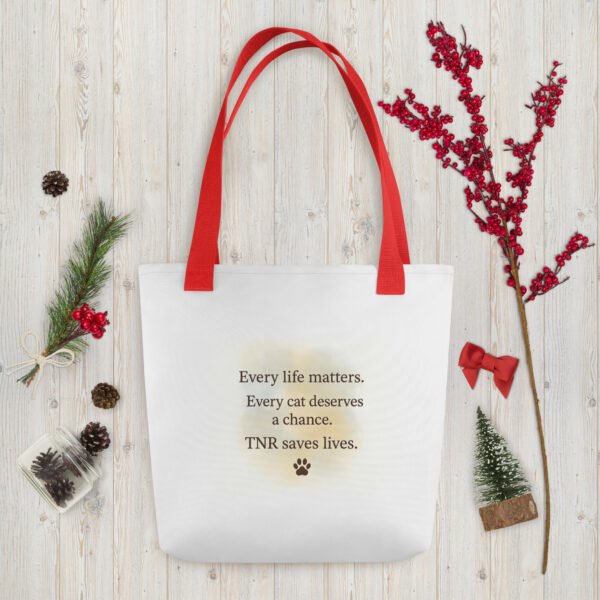 TNR Awareness Tote Bag  Loving Paws Inc. Watercolor Cat Design - Image 10