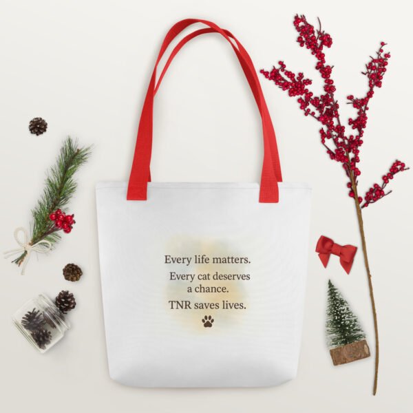 TNR Awareness Tote Bag  Loving Paws Inc. Watercolor Cat Design - Image 11