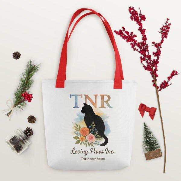 TNR Awareness Tote Bag  Loving Paws Inc. Watercolor Cat Design - Image 9