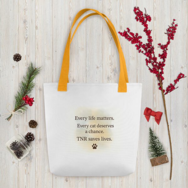 TNR Awareness Tote Bag  Loving Paws Inc. Watercolor Cat Design - Image 14