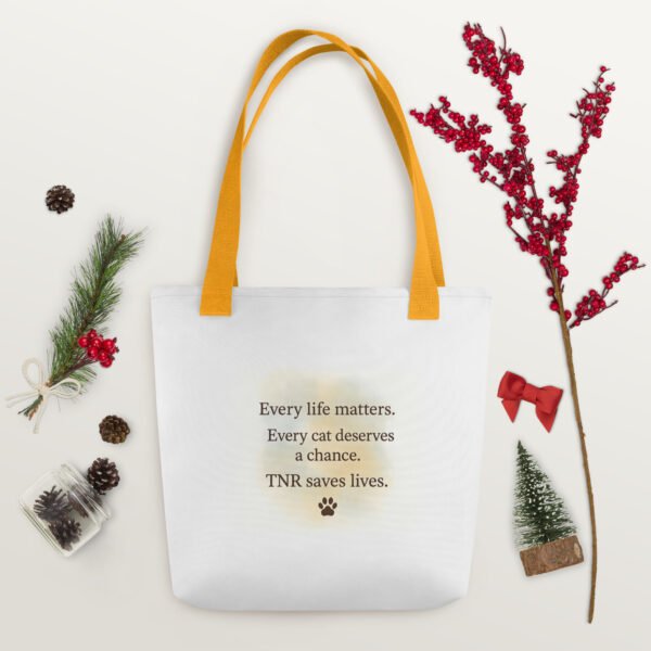 TNR Awareness Tote Bag  Loving Paws Inc. Watercolor Cat Design - Image 15