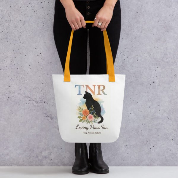 TNR Awareness Tote Bag  Loving Paws Inc. Watercolor Cat Design - Image 4