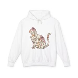 Floral Cat Hoodie | Watercolor Botanical Cat Sweatshirt
